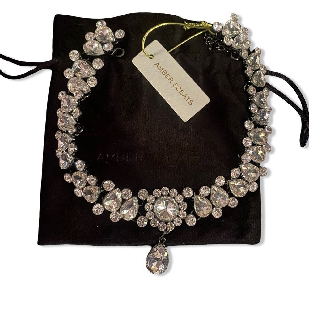 Amber Sceats Revolve Silver Crystal choker Necklace rhinestone NWT